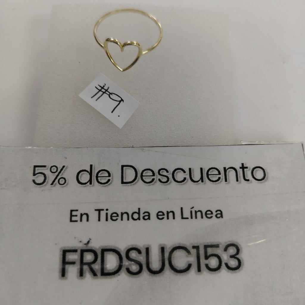 ANILLOS ANILLITO FIG CORAZON 10K TALLA 9 0.8 GR (NUEVO)