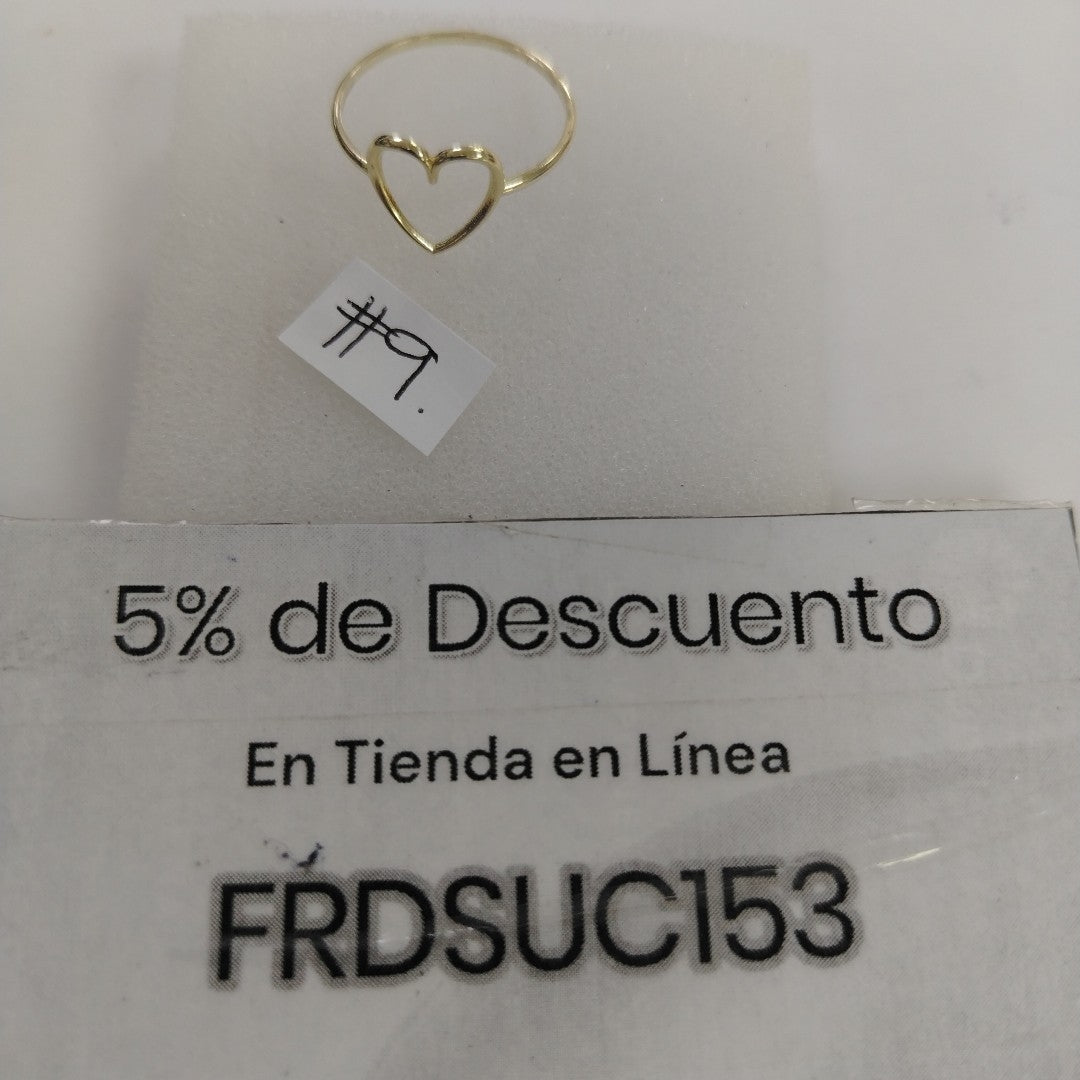 ANILLOS ANILLITO FIG CORAZON 10K TALLA 9 0.8 GR (NUEVO)