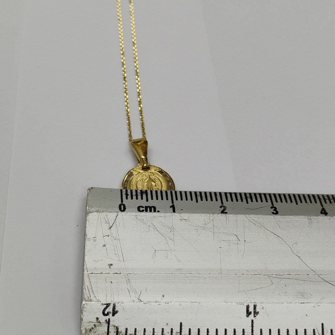 CADENA,MEDALLA RELIGIOSA ORO 14 K 1,70 GRMS (SEMINUEVO)