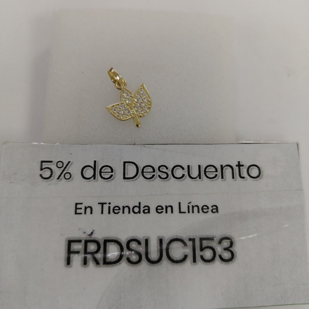 DIJE TEJIDO HOJAS CON CIRCONIAS 14K 1 GR (NUEVO)