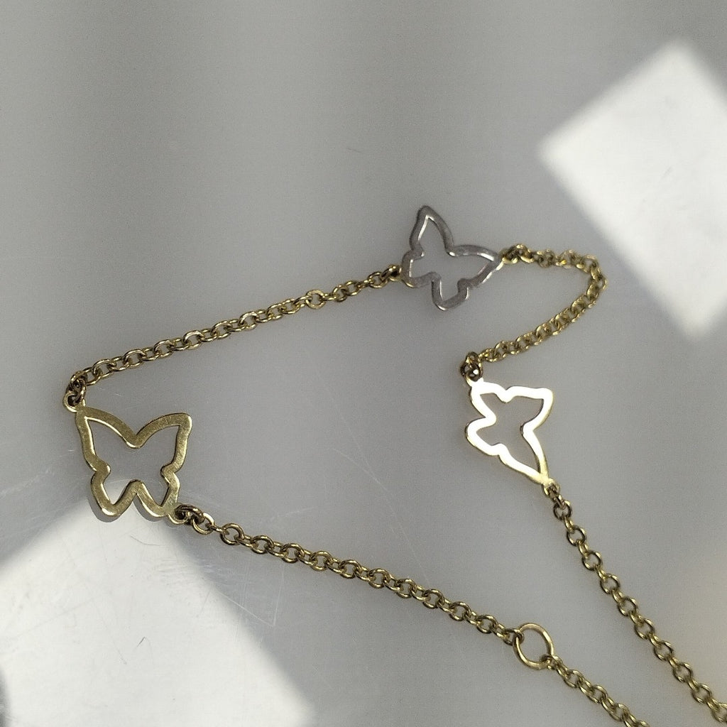 PULSERA ESPECIAL C MARIPOSAS 14K 18 CM 1.7 GR (NUEVO)