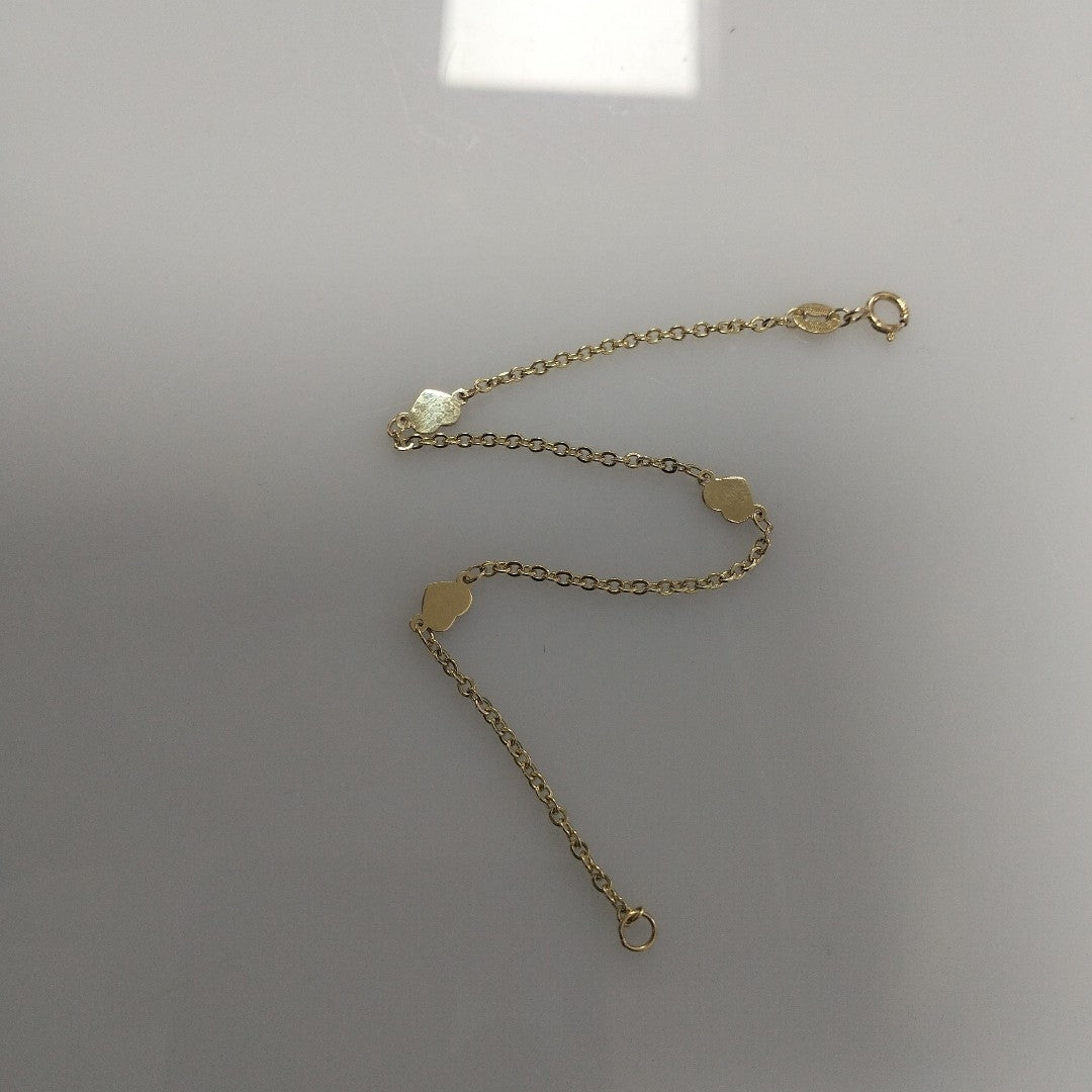 PULSERA TEJIDO ESPECIAL FIG CORAZONES 14K 18 CM 1.3 GR (NUEVO)