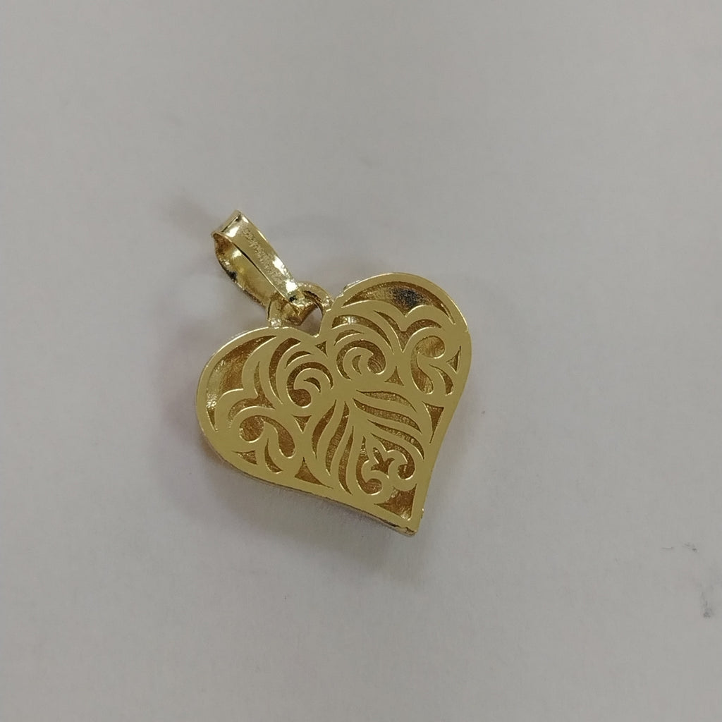 DIJE TEJIDO CORAZON LABRADO COMBINADO 14K 1.2 GR (NUEVO)