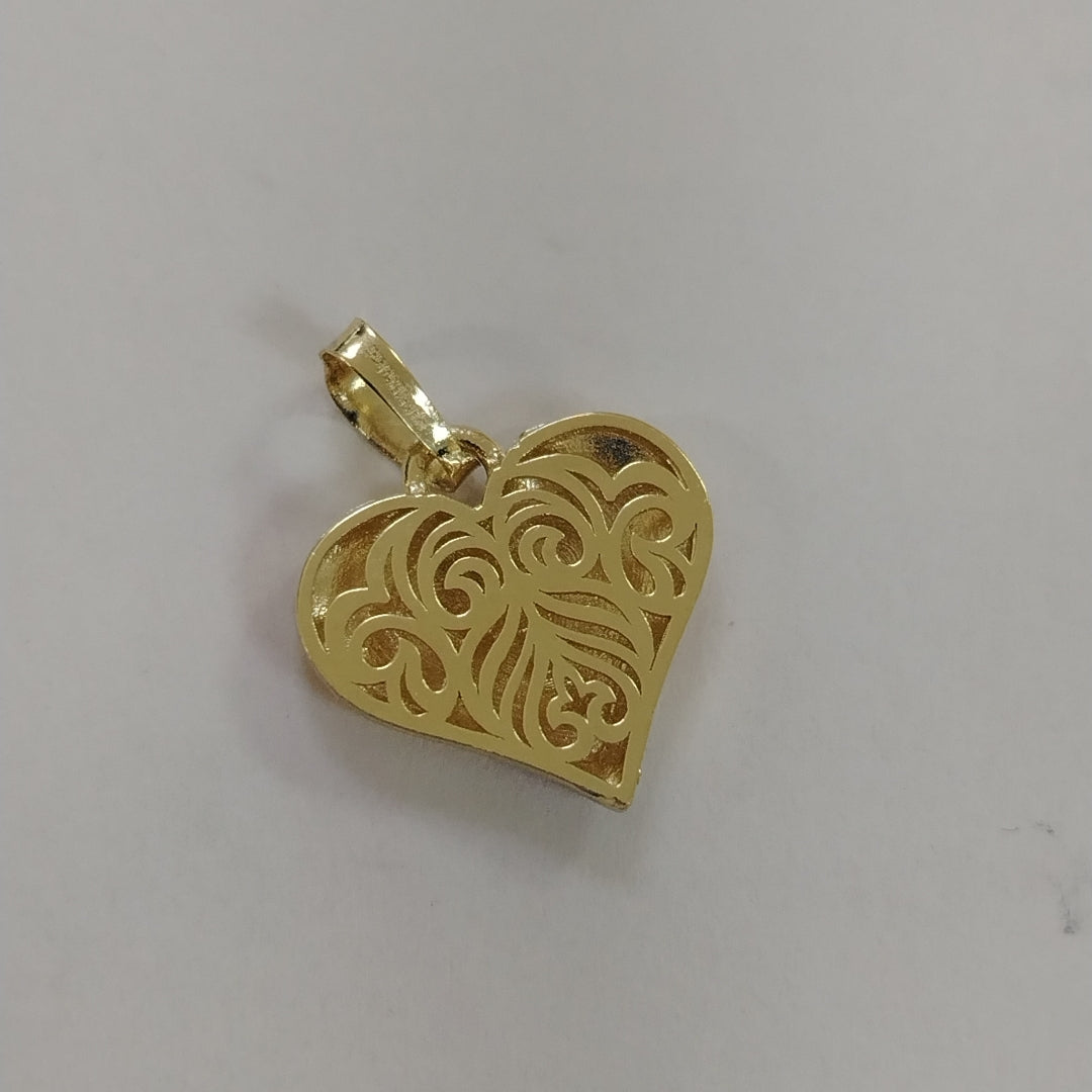 DIJE TEJIDO CORAZON LABRADO COMBINADO 14K 1.2 GR (NUEVO)