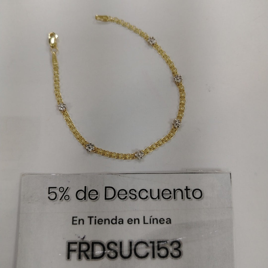PULSERA ESPECIAL C FLORES 14K 18 CM 3 GR (NUEVO)