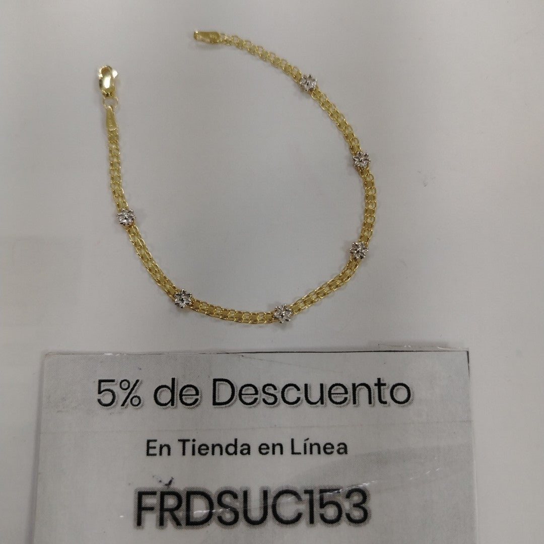 PULSERA ESPECIAL C FLORES 14K 18 CM 3 GR (NUEVO)