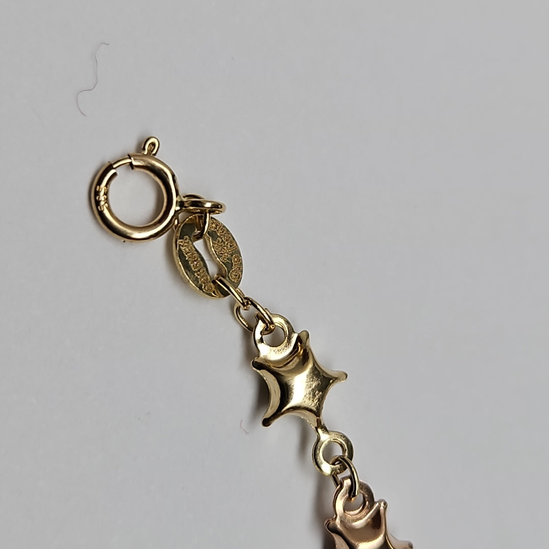 PULSERA TEJIDO ESPECIAL ESTRELLAS COMBINADAS 14K 18 CM 2.3 GR (NUEVO)