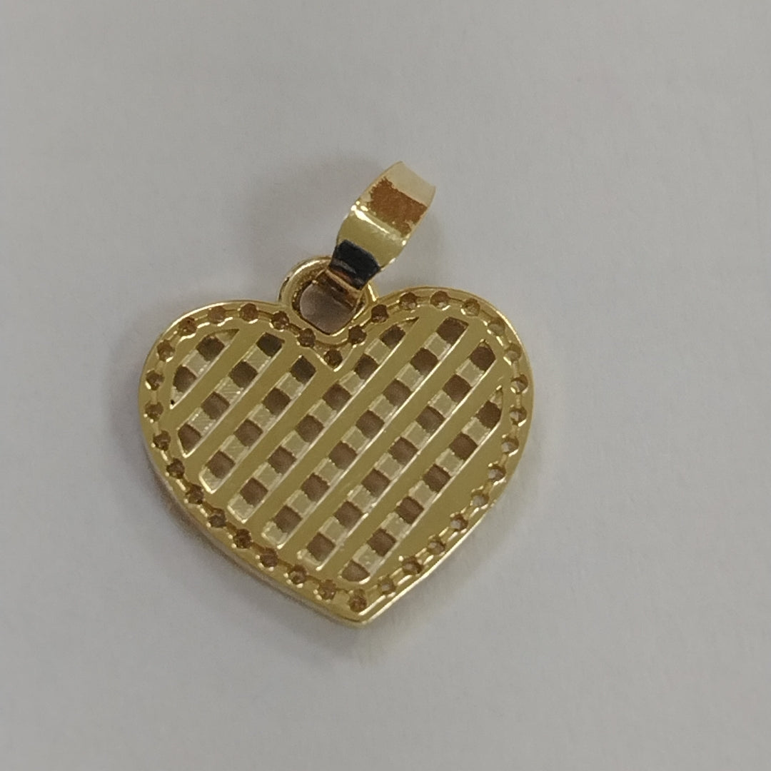DIJE TEJIDO CORAZON CON CERCO DE CIRCONIAS 14K 1.1 GR (NUEVO)