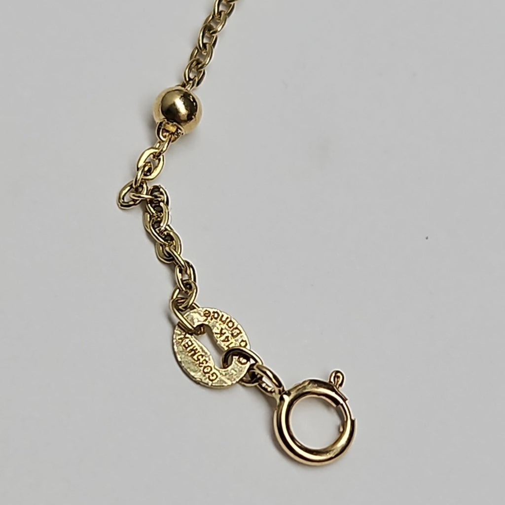 PULSERA TEJIDO ESPECIAL CON DOS CORAZONES 14K 18 CM 1.7 GR (NUEVO)