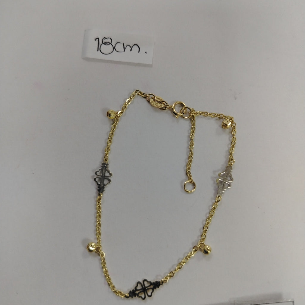 PULSERA ESPECIAL CON TREBOL 14K 18 CM 1.8 GR (NUEVO)