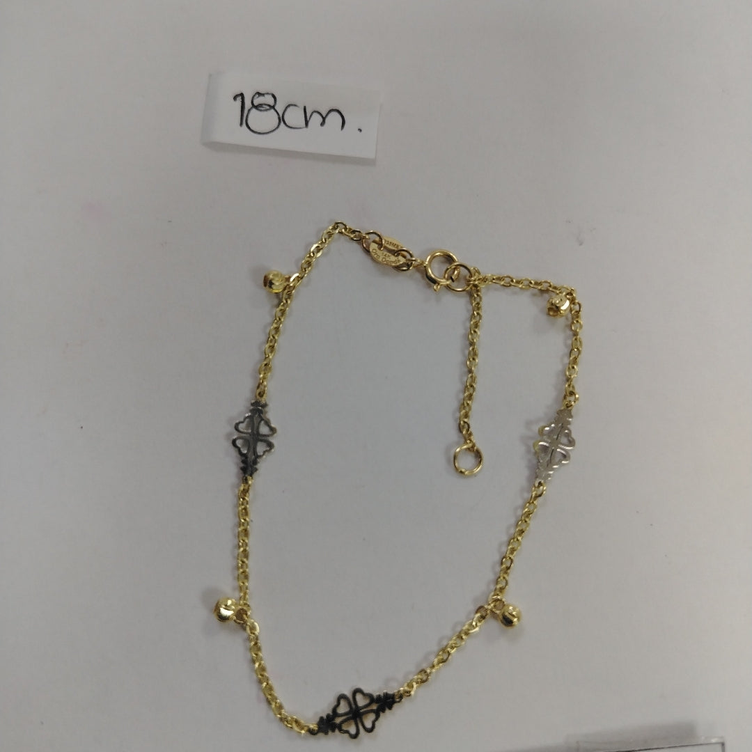 PULSERA ESPECIAL CON TREBOL 14K 18 CM 1.8 GR (NUEVO)