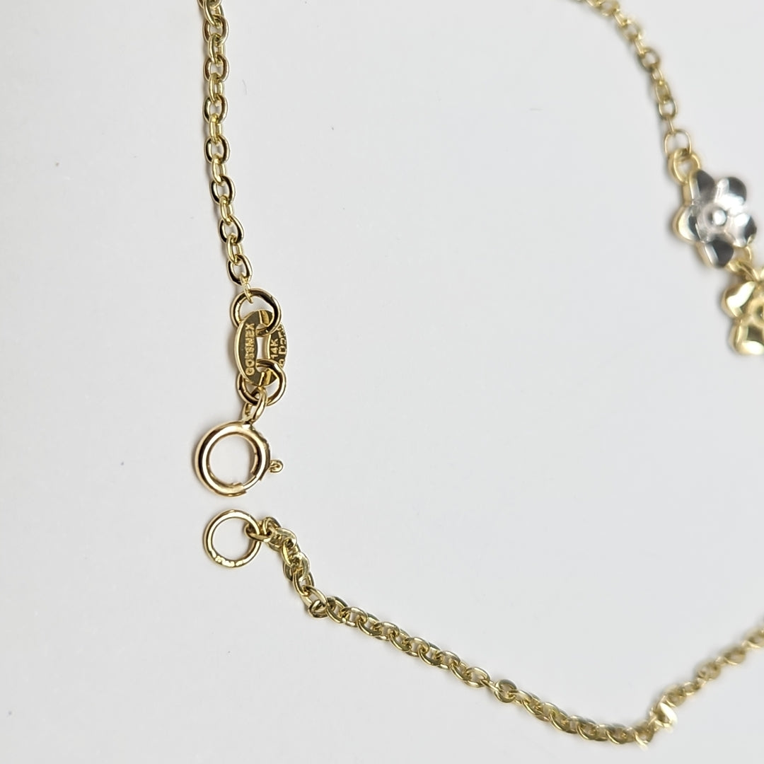 PULSERA TEJIDO ESPECIAL FIG FLORES 14K 18 CM 2.1 GR (NUEVO)