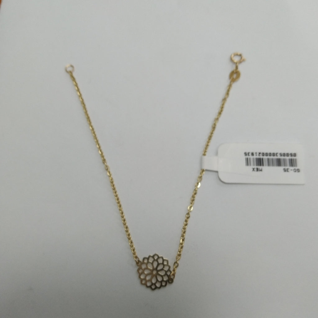 PULSERA TEJIDO ESPECIAL CON MANDALA 14K 18 CM 1.3 GR (NUEVO)