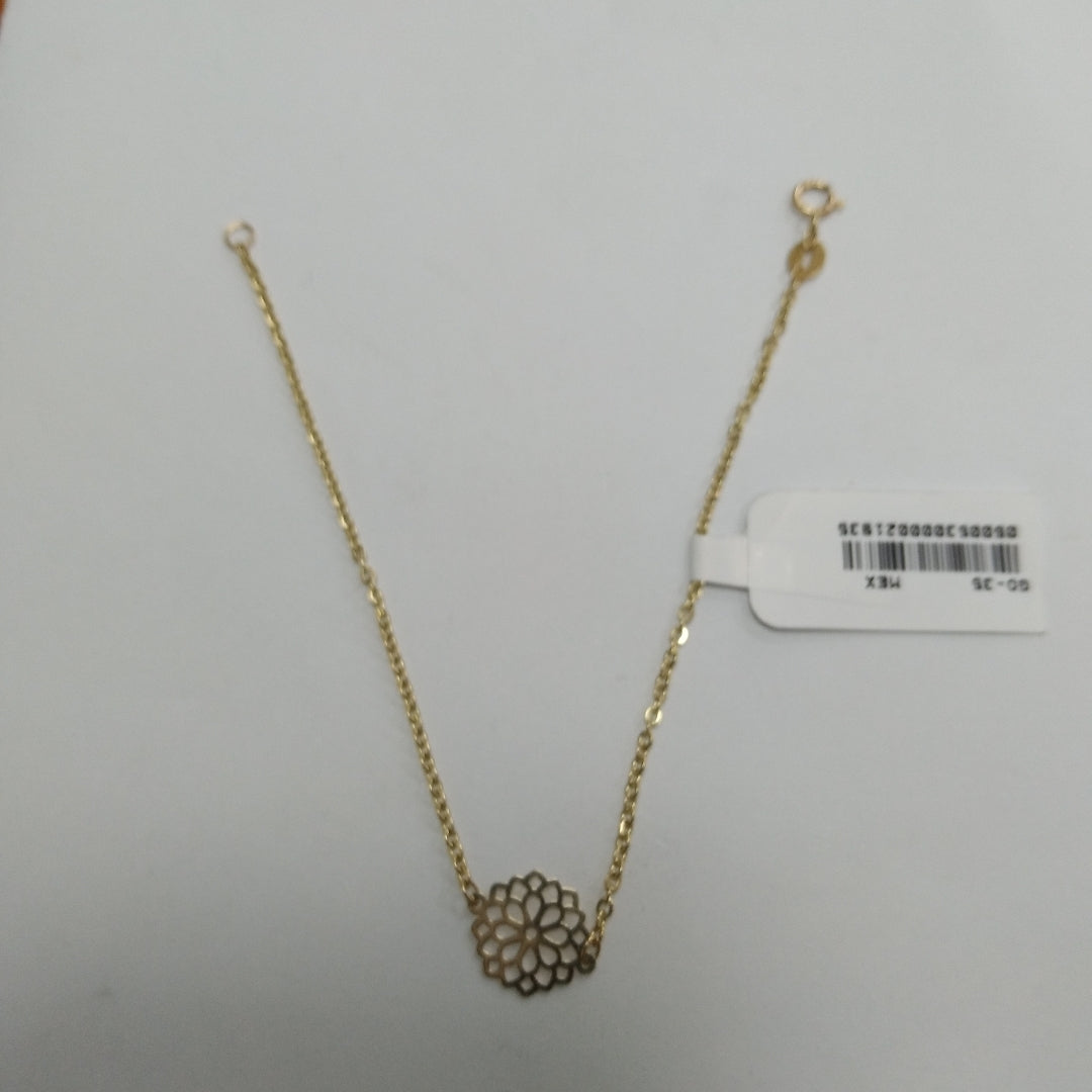 PULSERA TEJIDO ESPECIAL CON MANDALA 14K 18 CM 1.3 GR (NUEVO)