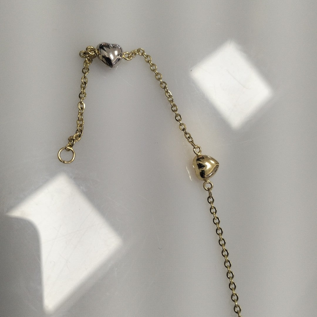 PULSERA ESP CON CORAZONES COMBINADOS 14K 18 CM 1.6 GR (NUEVO)