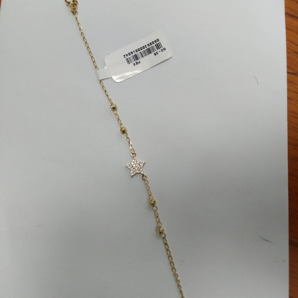 PULSERA ESPECIAL CON ESTRELLA Y CIRCONIAS 14K 18 CM 1.5 GR (NUEVO)