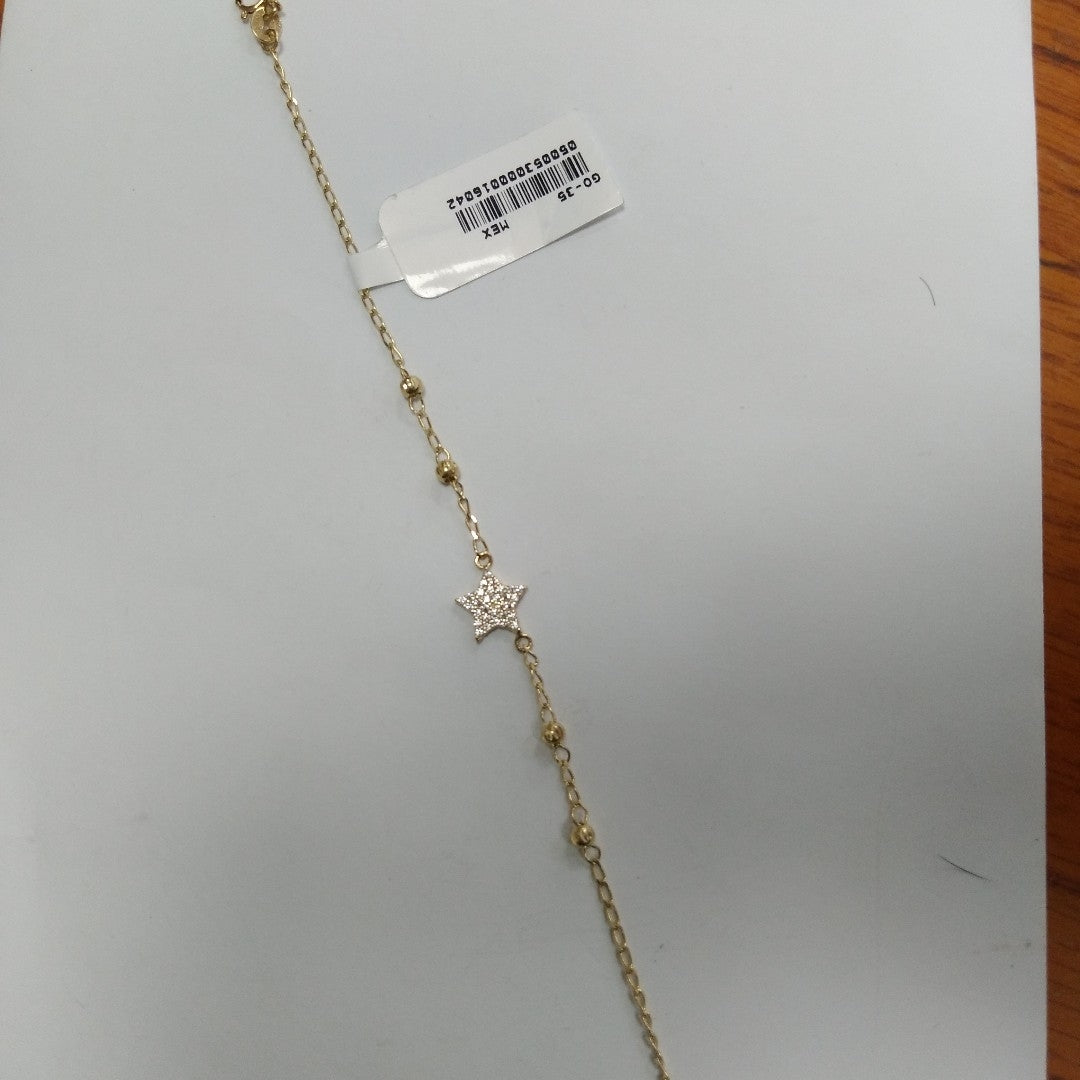 PULSERA ESPECIAL CON ESTRELLA Y CIRCONIAS 14K 18 CM 1.5 GR (NUEVO)