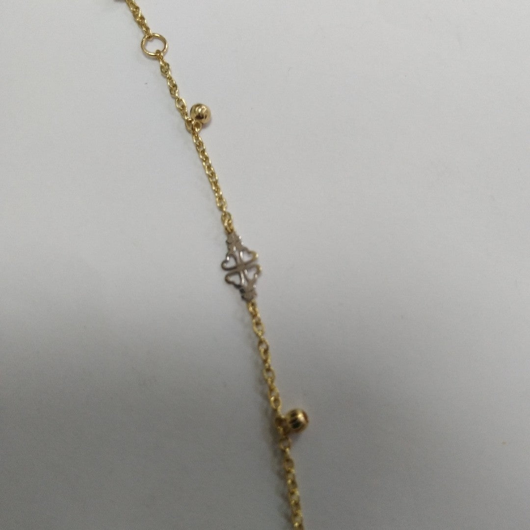 PULSERA ESPECIAL CON TREBOL 14K 18 CM 1.8 GR (NUEVO)