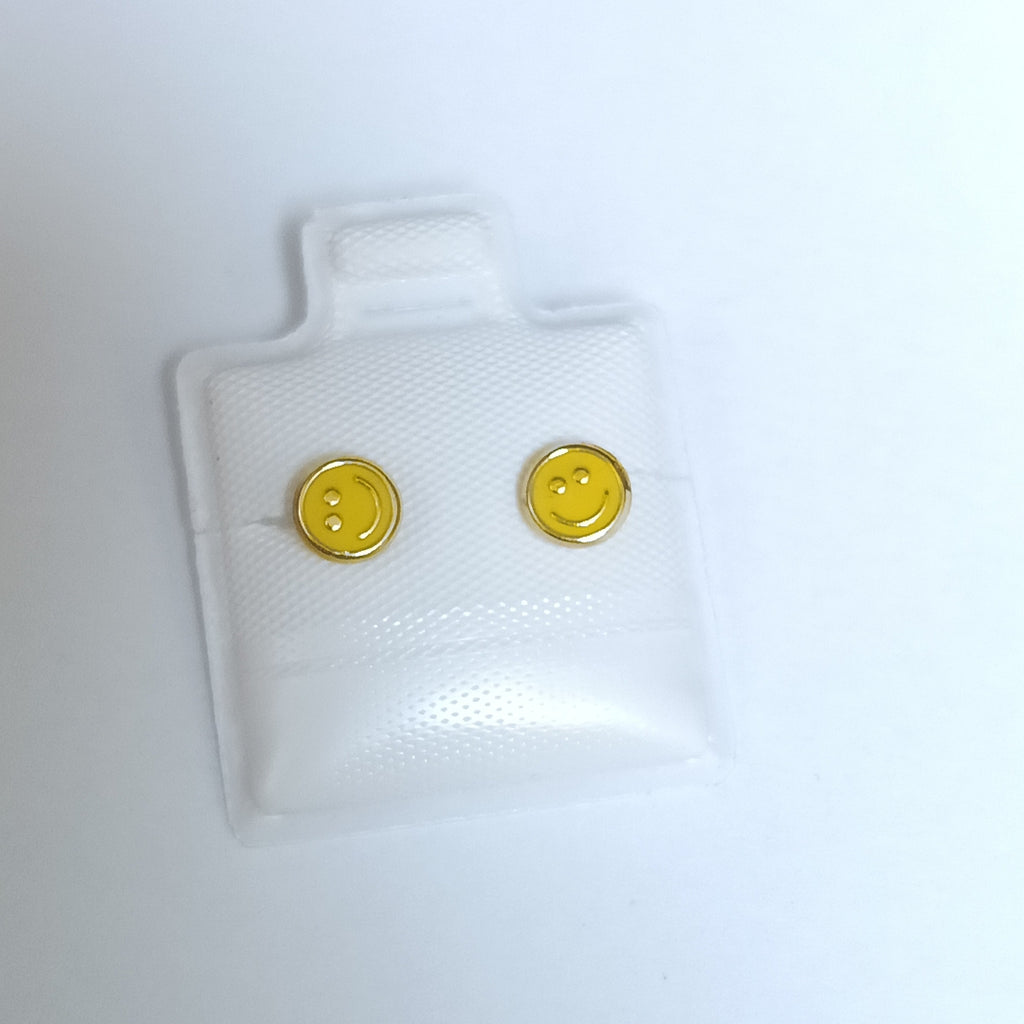 BROQUELES BROQUEL FIG SONRISA ESMALTE AMARILLO 14K 0.2074 GR (NUEVO)
