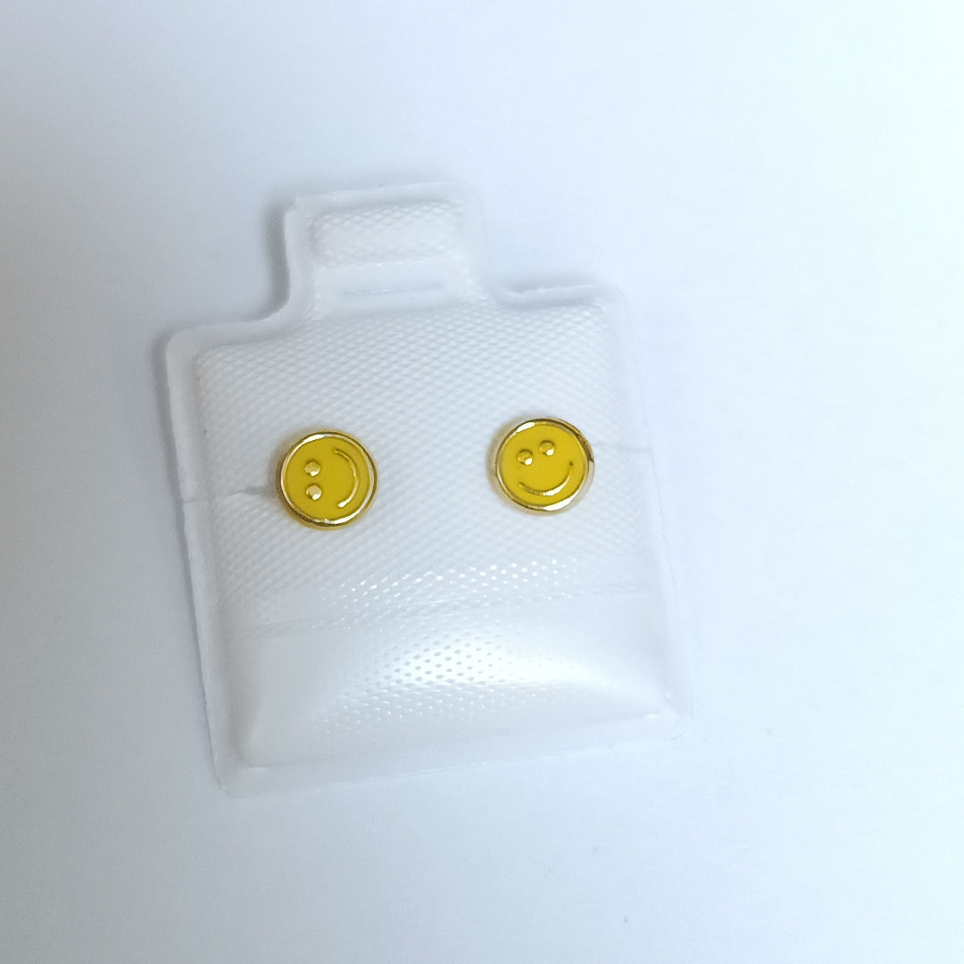 BROQUELES BROQUEL FIG SONRISA ESMALTE AMARILLO 14K 0.2074 GR (NUEVO)