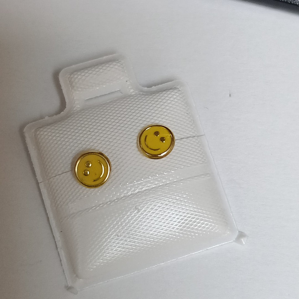 BROQUELES BROQUEL FIG SONRISA ESMALTE AMARILLO 14K 0.2074 GR (NUEVO)