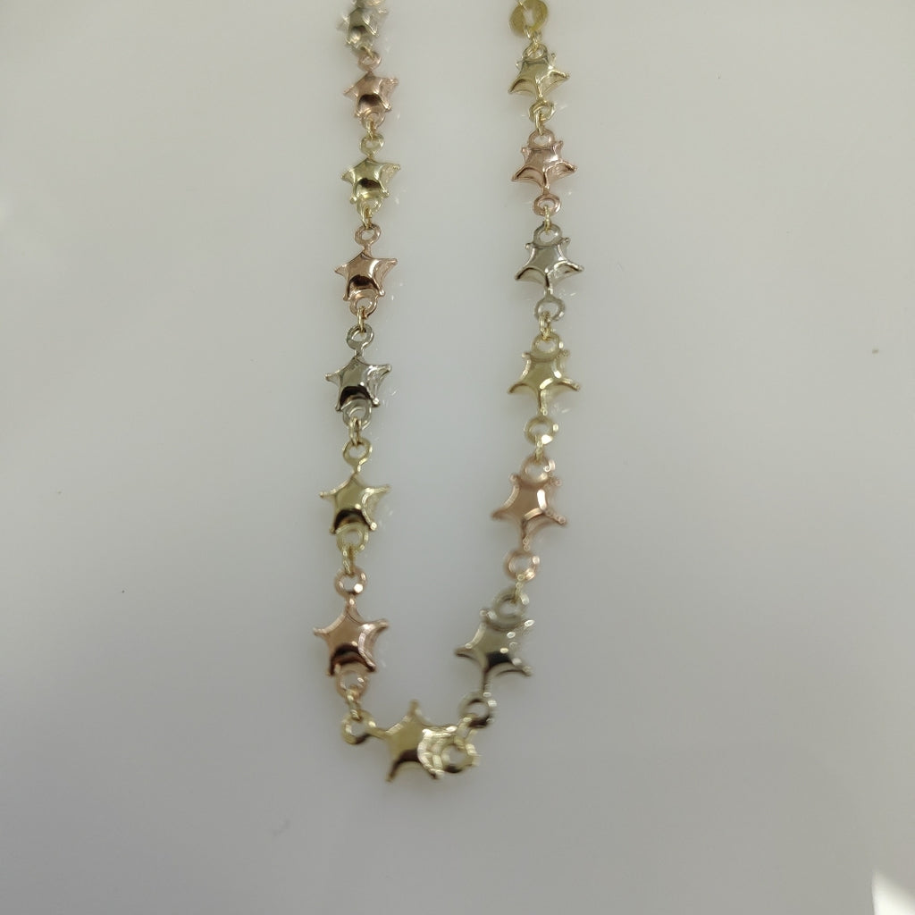 PULSERA TEJIDO ESPECIAL ESTRELLAS COMBINADAS 14K 18 CM 2.1 GR (NUEVO)