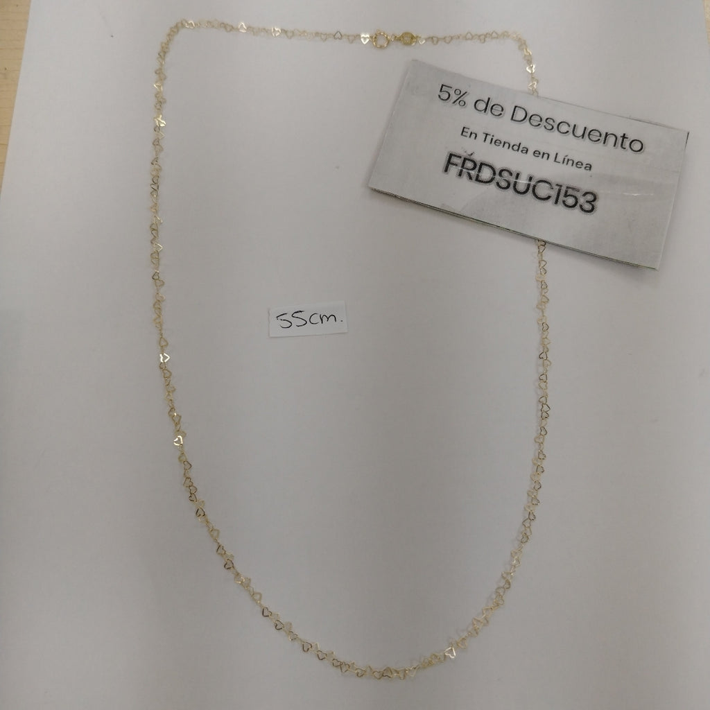 CADENAS TEJIDO CORAZONES ORO 10K 55 CM 1.6 GR (NUEVO)
