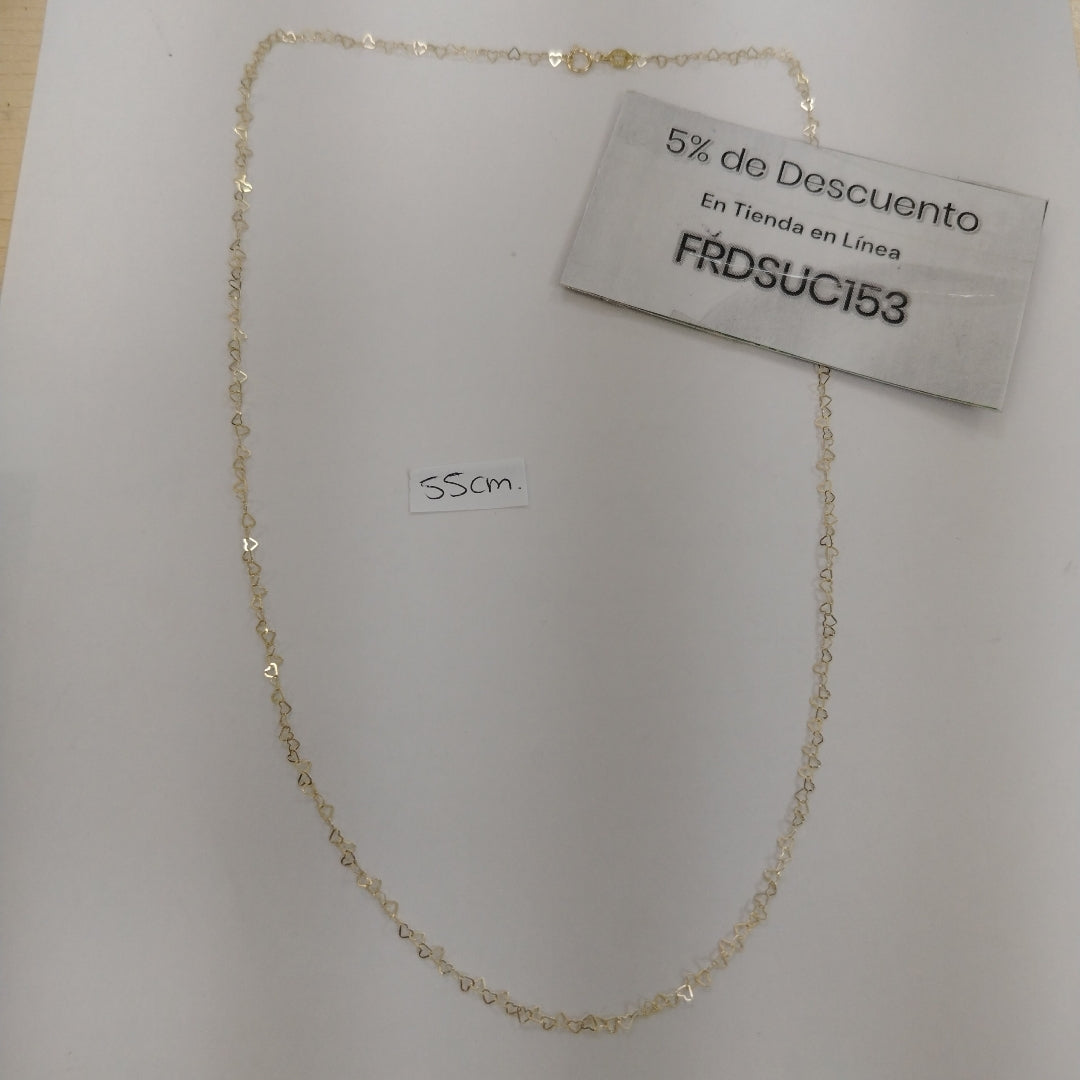 CADENAS TEJIDO CORAZONES ORO 10K 55 CM 1.6 GR (NUEVO)