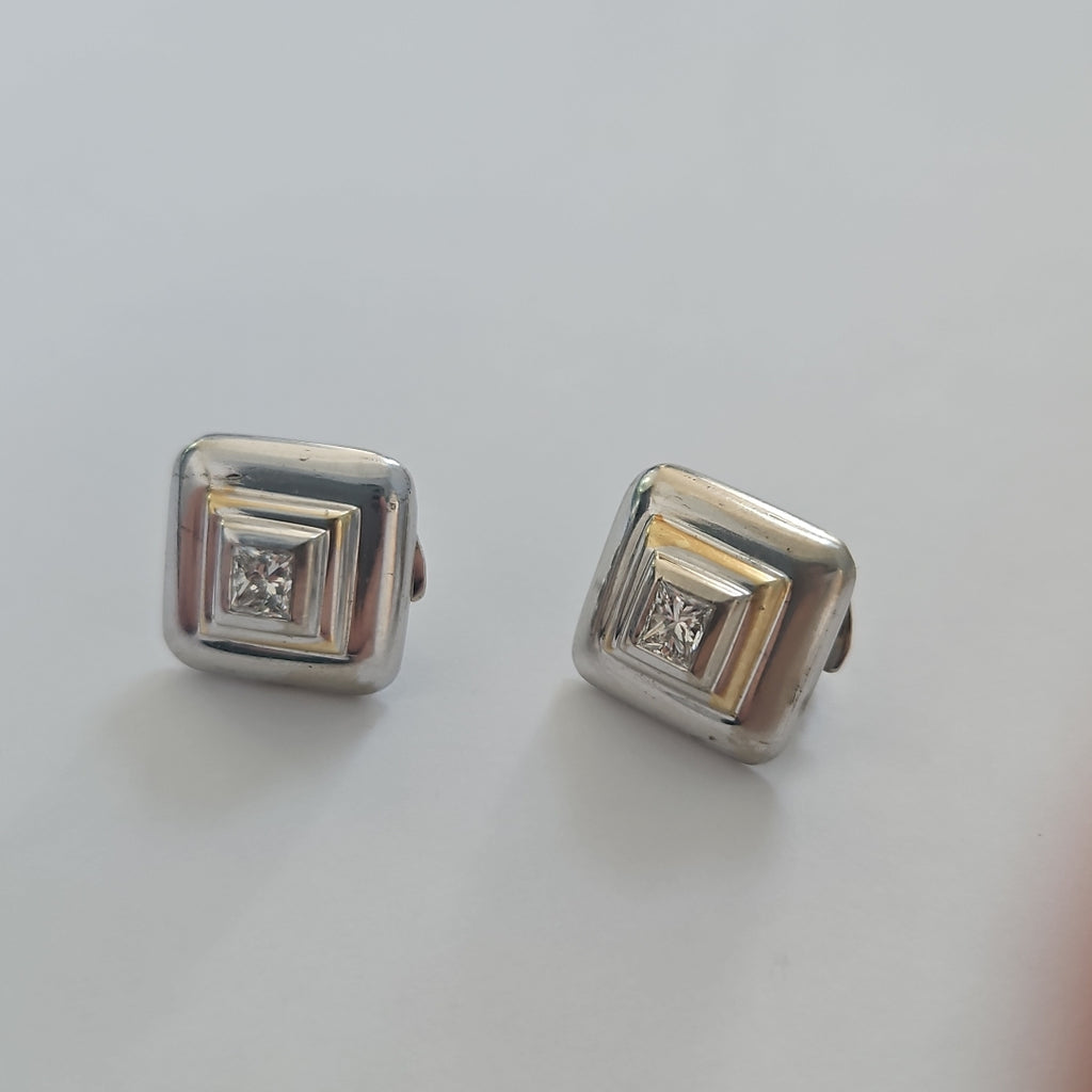 BROQUELES PAR ORO BLANCO 14 K 7,10 GRMS (SEMINUEVO)