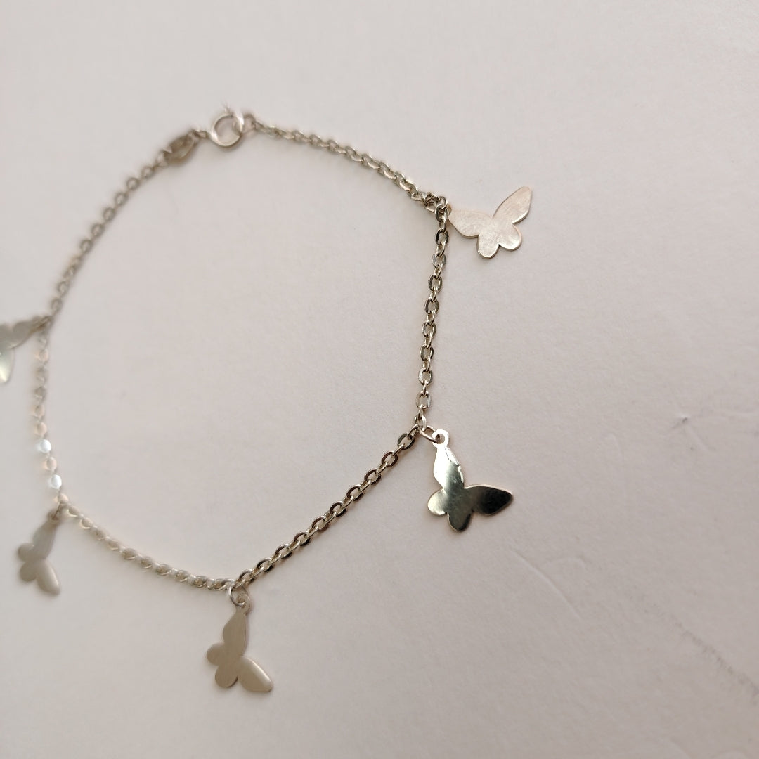 PULSERA ESPECIAL CON MARIPOSAS 14K 18 CM 2.1 GR (NUEVO)