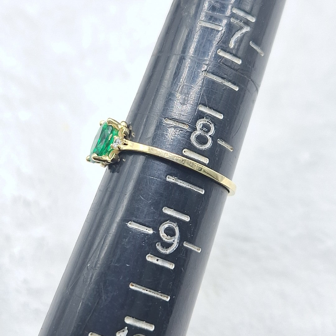 ANILLOS CON CIRCONIAS Y PIEDRA DE COLOR 14K TALLA 9 1.1 GR (NUEVO)