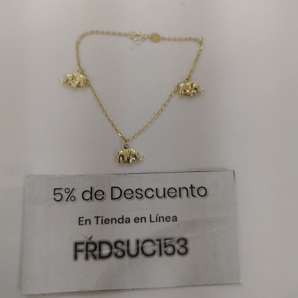 PULSERA ESPECIAL CON DIJES ELEFANTES 10K 18 CM 2.1 GR (NUEVO)