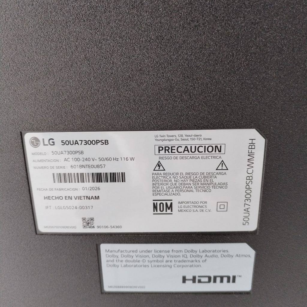 PANTALLA LG 50UA7300PSB (2025) 50" ULTRA HD 4K (SEMINUEVO)