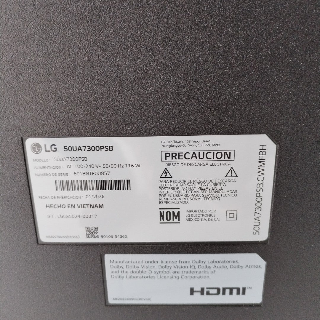 PANTALLA LG 50UA7300PSB (2025) 50" ULTRA HD 4K (SEMINUEVO)