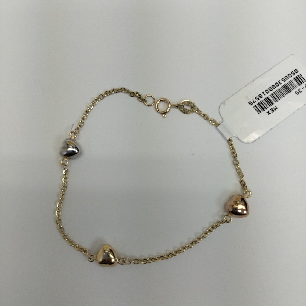 PULSERA ESP CON CORAZONES COMBINADOS 14K 18 CM 1.6 GR (NUEVO)