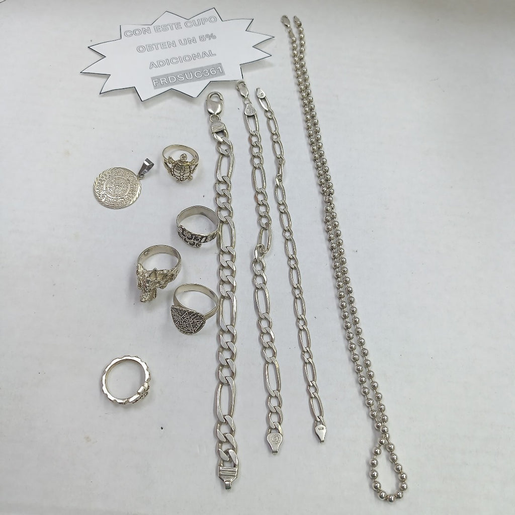 ANILLITO, ANILLO, CADENA, DIJE, PULSERA PLATA 98 GRMS (SEMINUEVO)