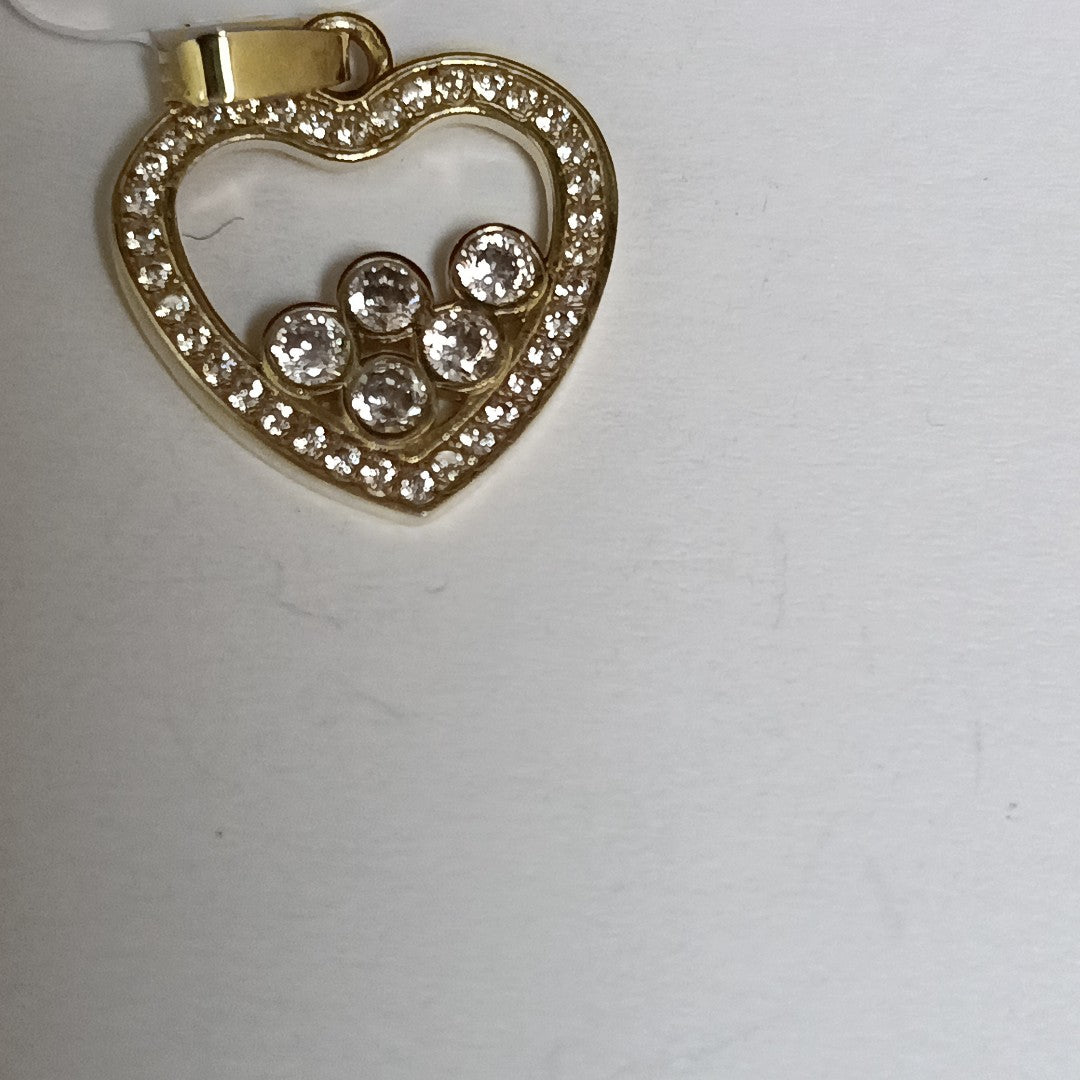 DIJE CORAZON CON CIRCONIAS 14K 1.7 GR (NUEVO)