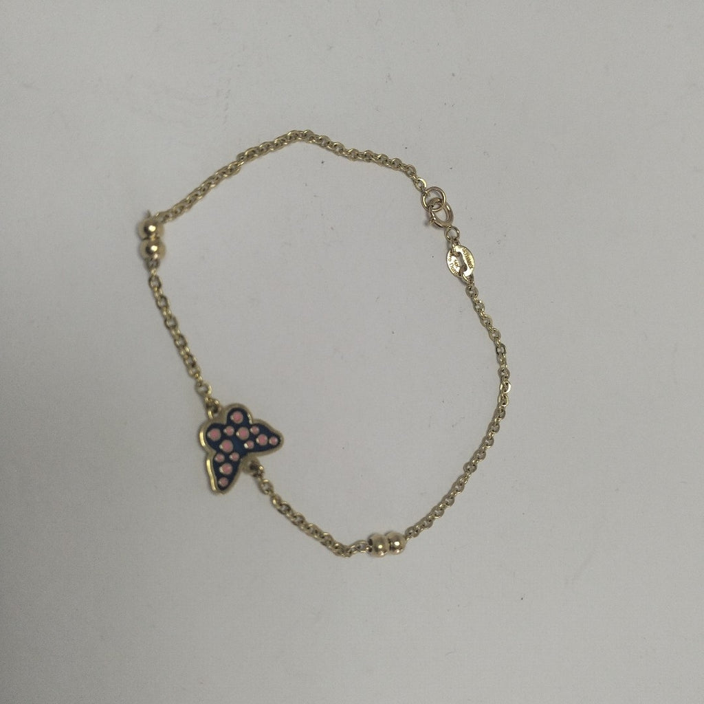 PULSERA TEJIDO ESPECIAL MARIPOSA CON ESMALTE 14K 18 CM 1.9 GR (NUEVO)