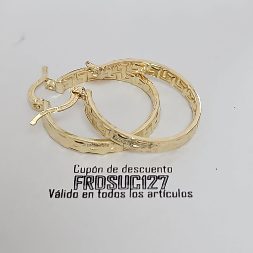 ARETES TEJIDO ARRACADA CON GRECAS 14K 2.7 GR (NUEVO)