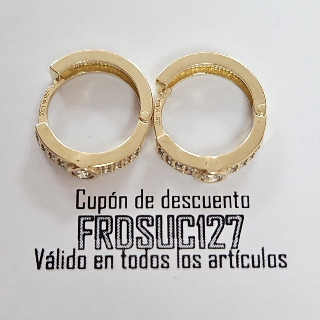 ARETES ARRACADAS C CIRCONIAS 10K 2.7 GR (NUEVO)