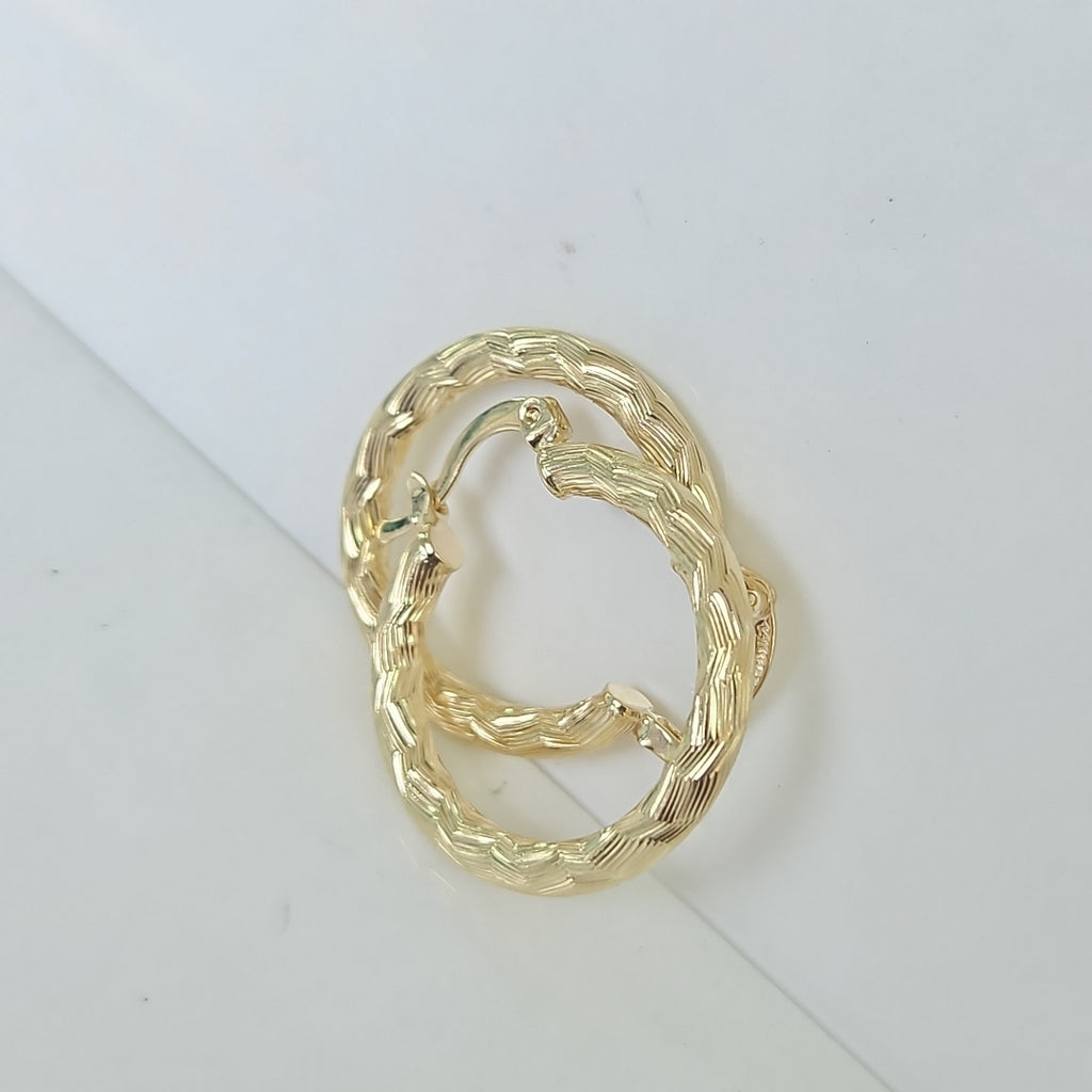 ARETES TEJIDO ARRACADA LABRADA 14K 2.7 GR (NUEVO)