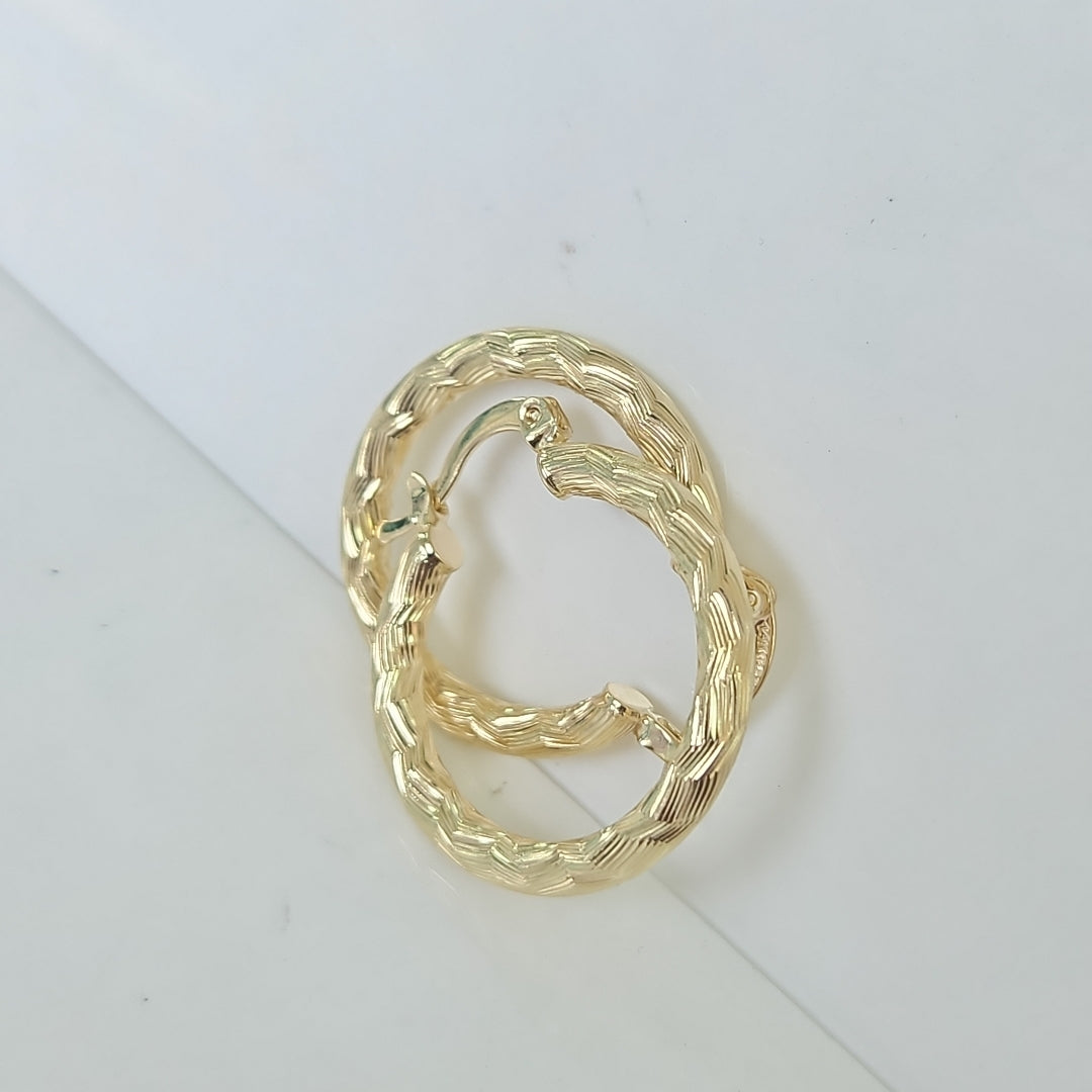 ARETES TEJIDO ARRACADA LABRADA 14K 2.7 GR (NUEVO)