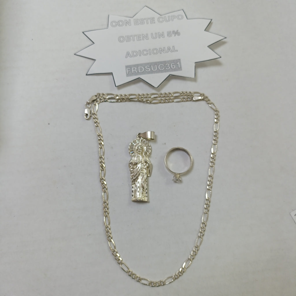 ANILLITO, CADENA, DIJE PLATA 23.5 GRMS (SEMINUEVO)