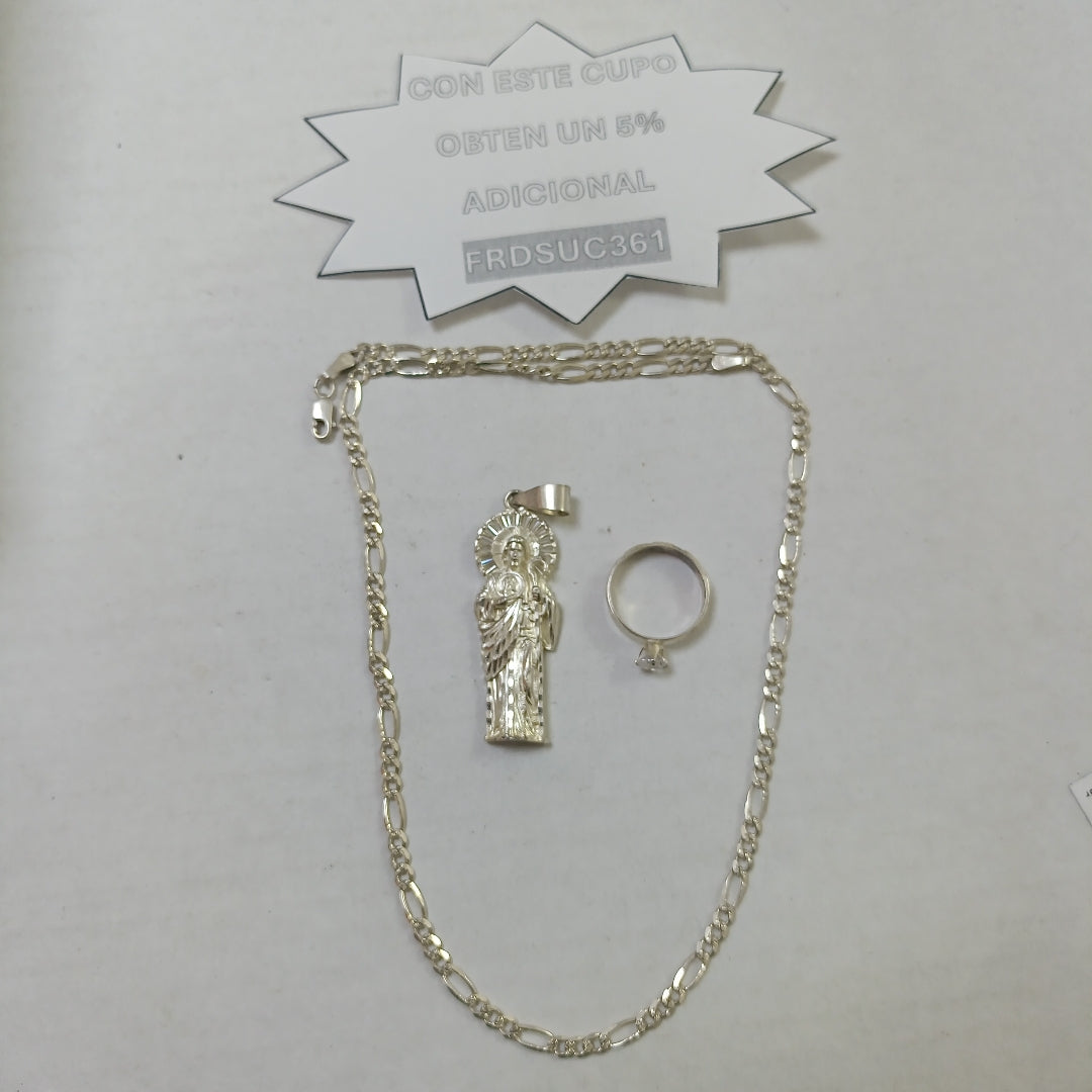 ANILLITO, CADENA, DIJE PLATA 23.5 GRMS (SEMINUEVO)