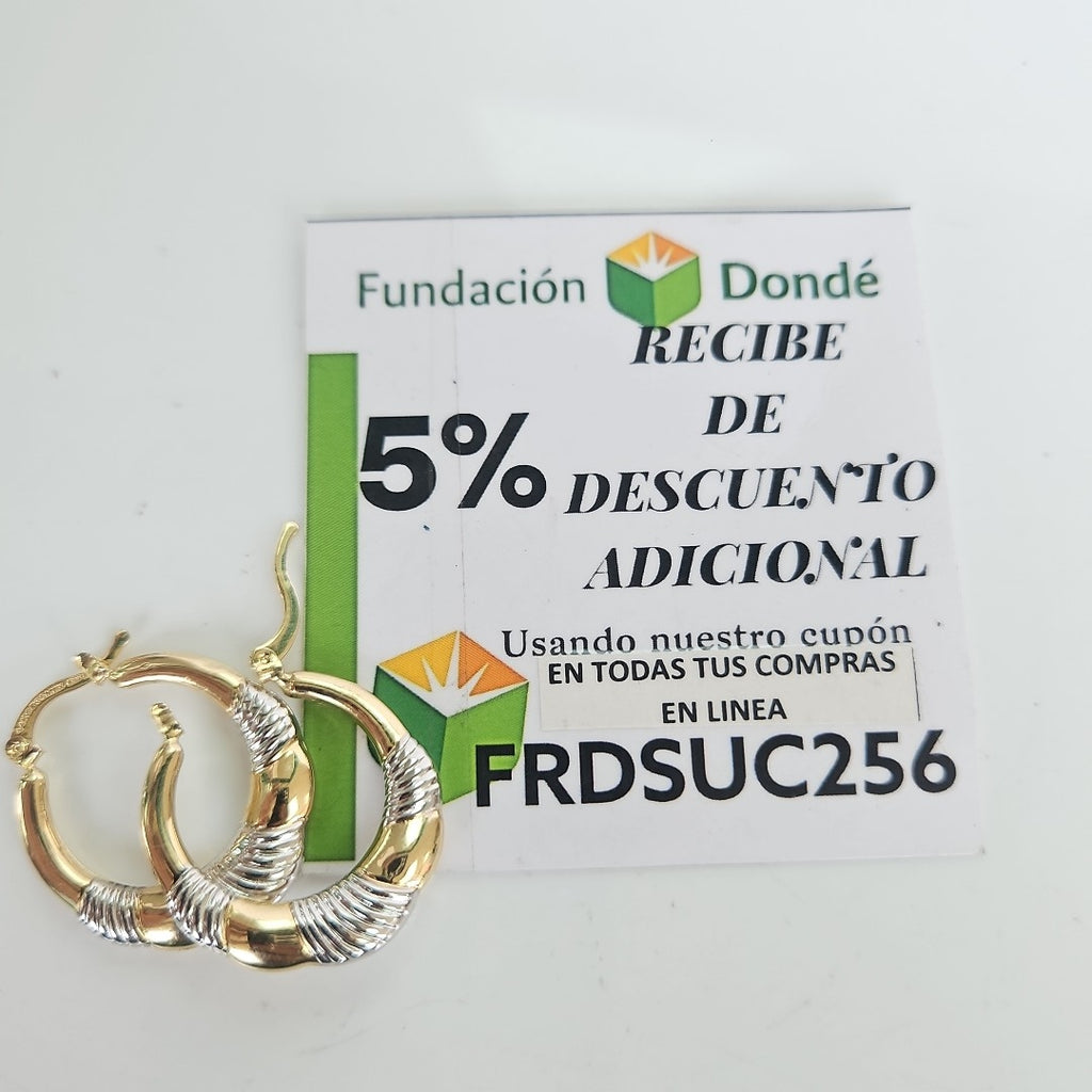 ARETES ARRACADAS HUECAS COMBINADAS 14K 2.6 GR (NUEVO)