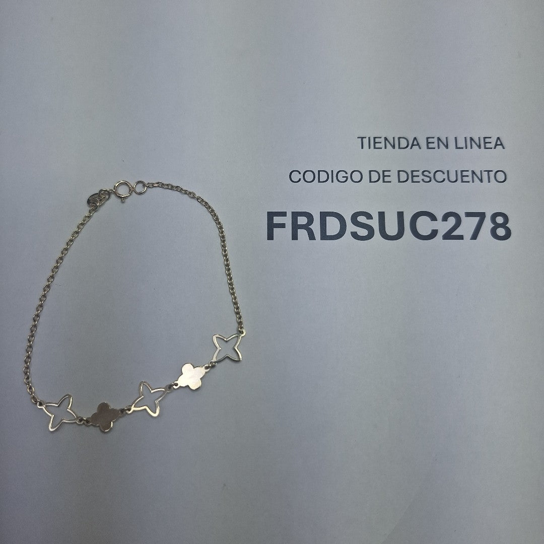 PULSERA TEJIDO ESP CON TREBOL 14K 18 CM 1.5 GR (NUEVO)