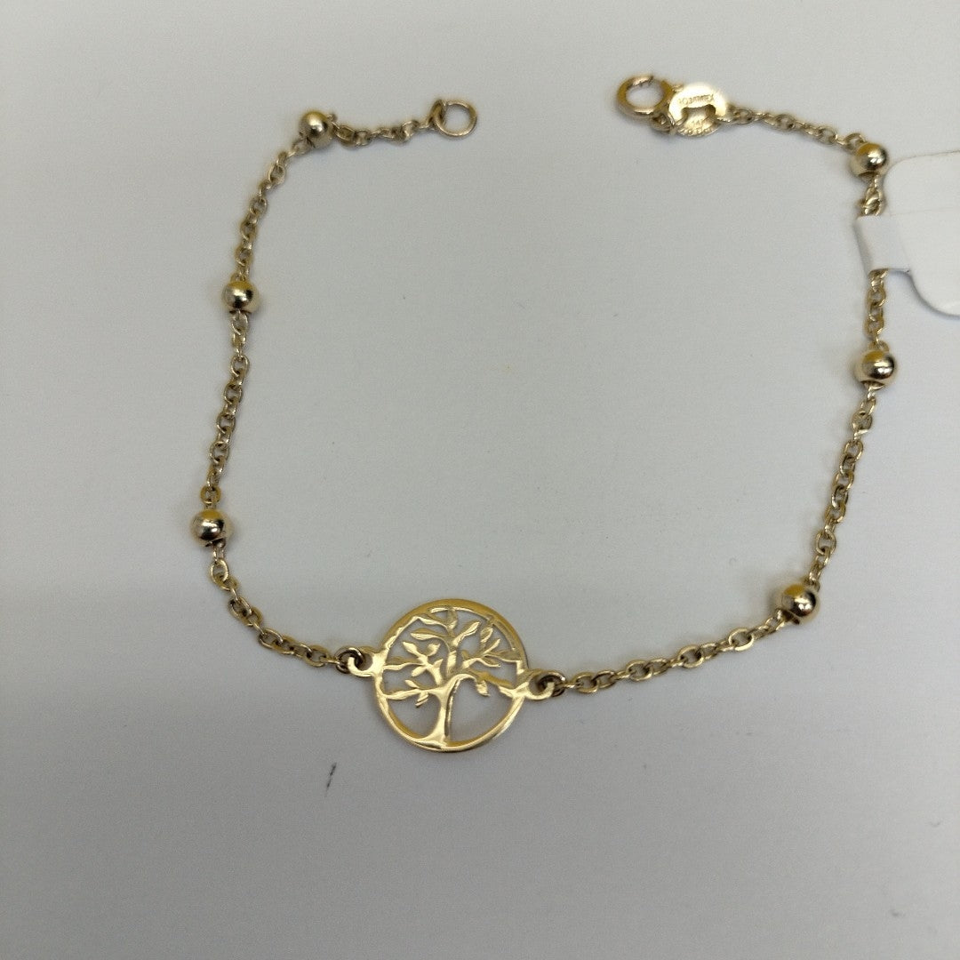PULSERA TEJIDO ESPECIAL ARBOL 14K 18 CM 1.8 GR (NUEVO)