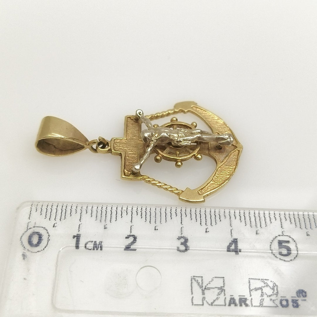 CRISTO EN ANCLA ORO 14 K 6.7 GRMS (SEMINUEVO)