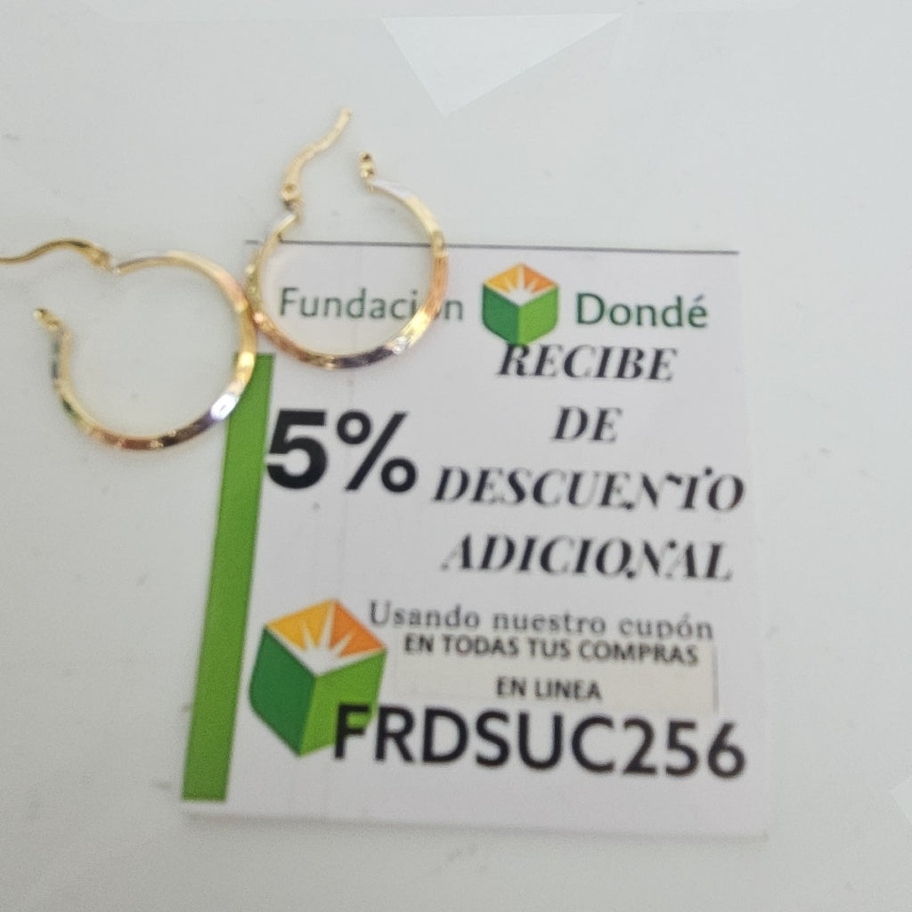 ARETES TEJIDO ARRACADAS BISELADAS COMBINADAS 14K 1.4 GR (NUEVO)