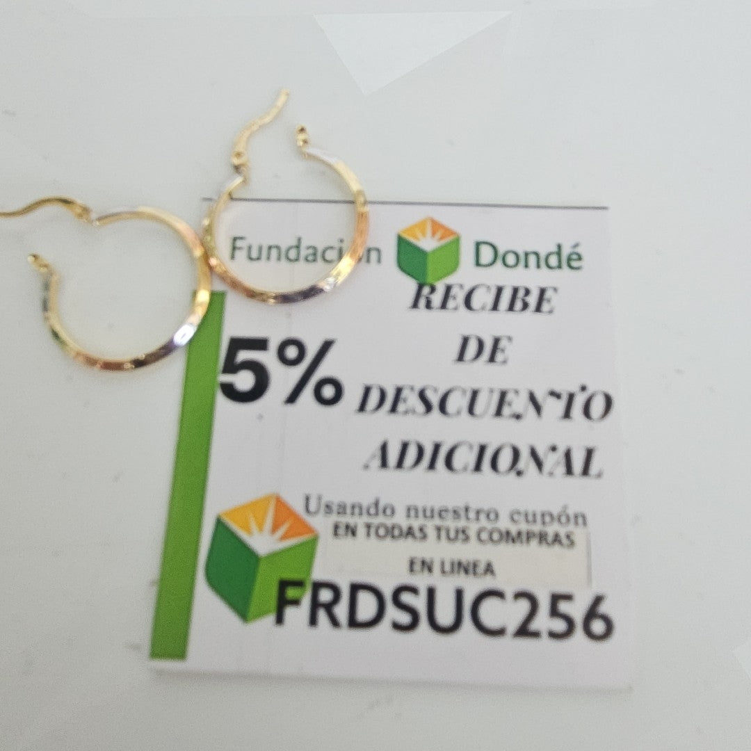 ARETES TEJIDO ARRACADAS BISELADAS COMBINADAS 14K 1.4 GR (NUEVO)